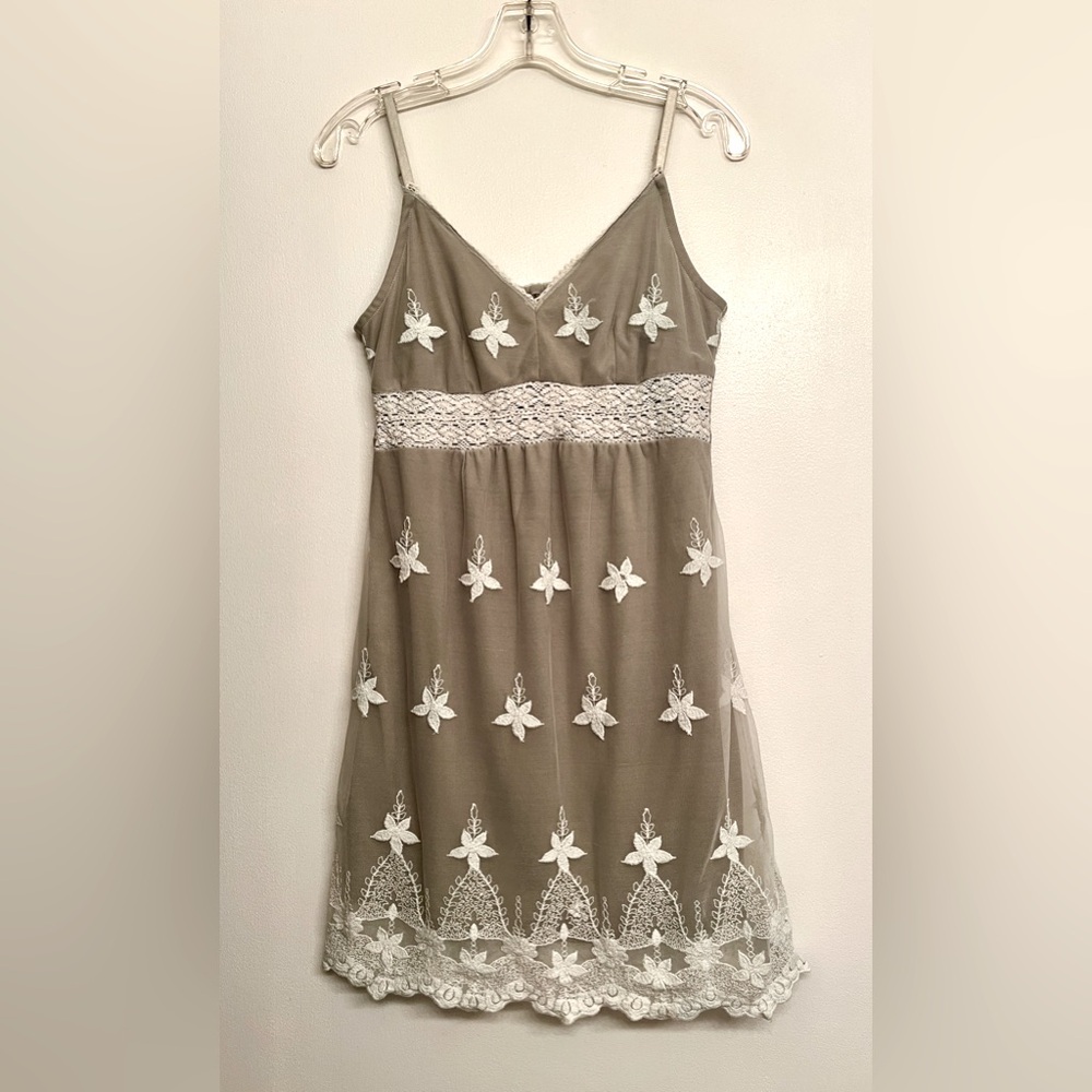 Kaffe Spaghetti Strap Mini Dress with White Lace size M